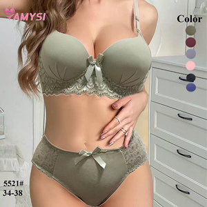 Amysi 5521# <span class=keywords><strong>Ensemble</strong></span> Soutien-Gorge et Culotte de Haute Qualité Respirant, Lingerie Mignonne Push-Up Style Quotidien - Product Image 1