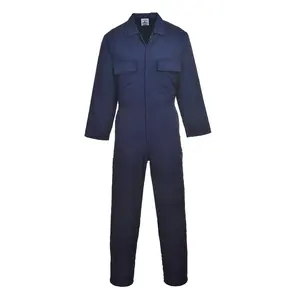 海军蓝男装纽扣前聚棉连身衣机械工作服