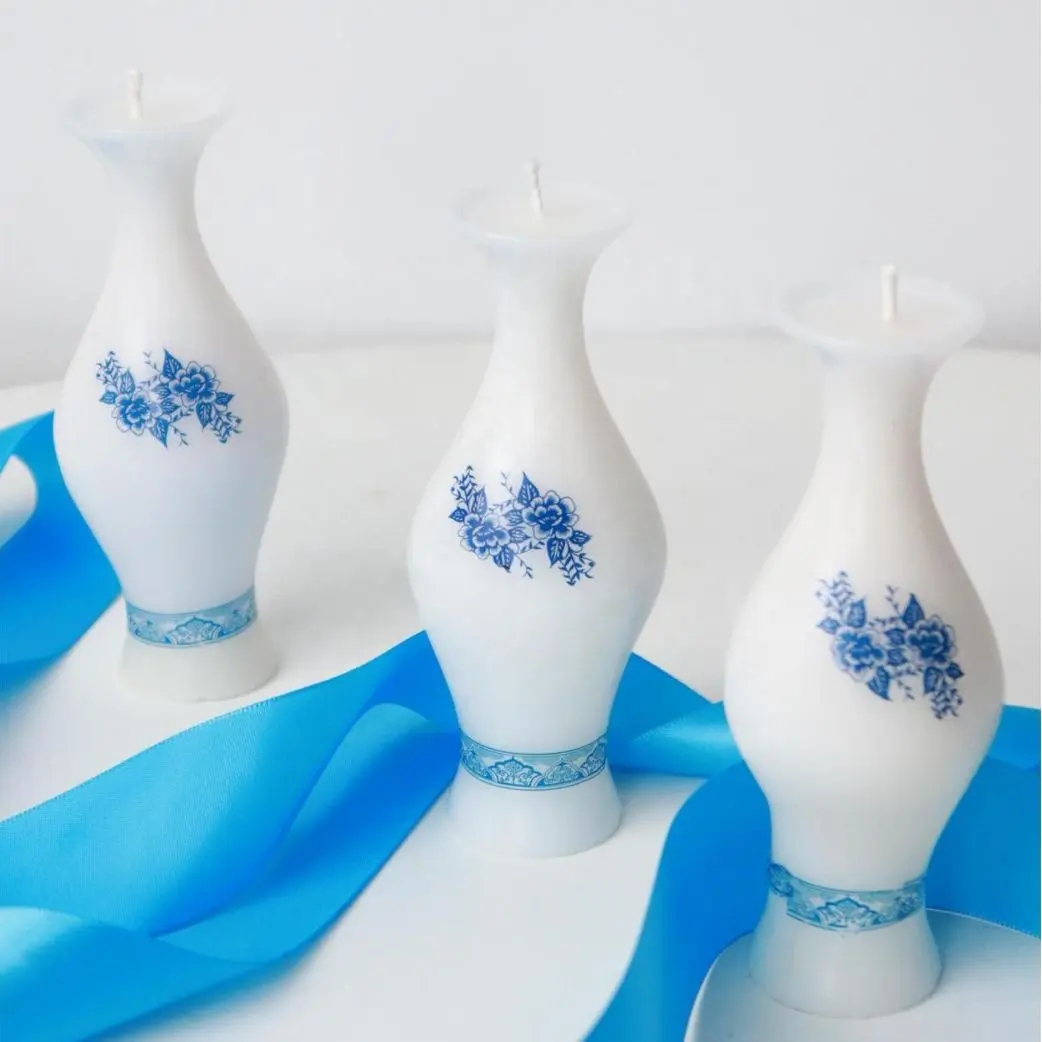 Impresiones delicadas únicas de estilo chino emular jarrones de porcelana fragancia hecha a mano aromaterapia velas perfumadas regalos de vacaciones