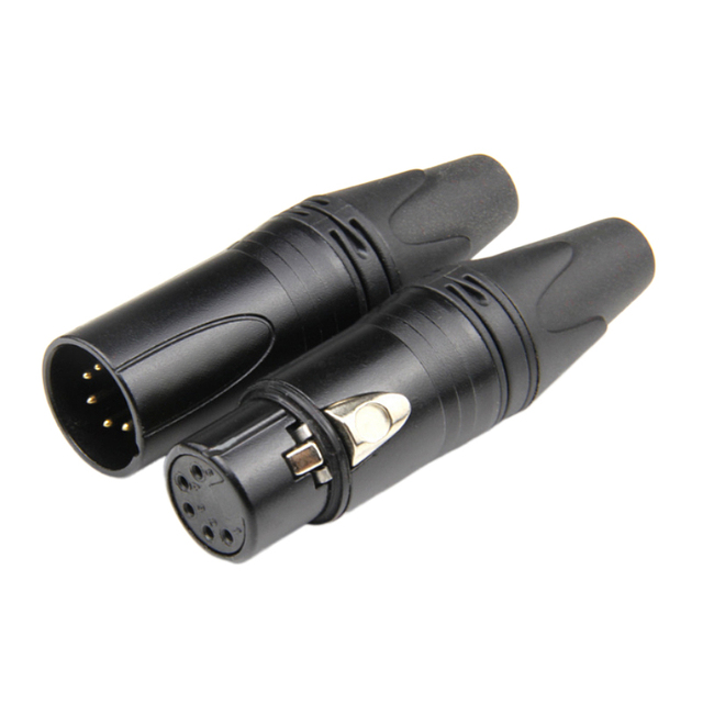 Black Metal Housing 5 Pin Male Female XLR Connector