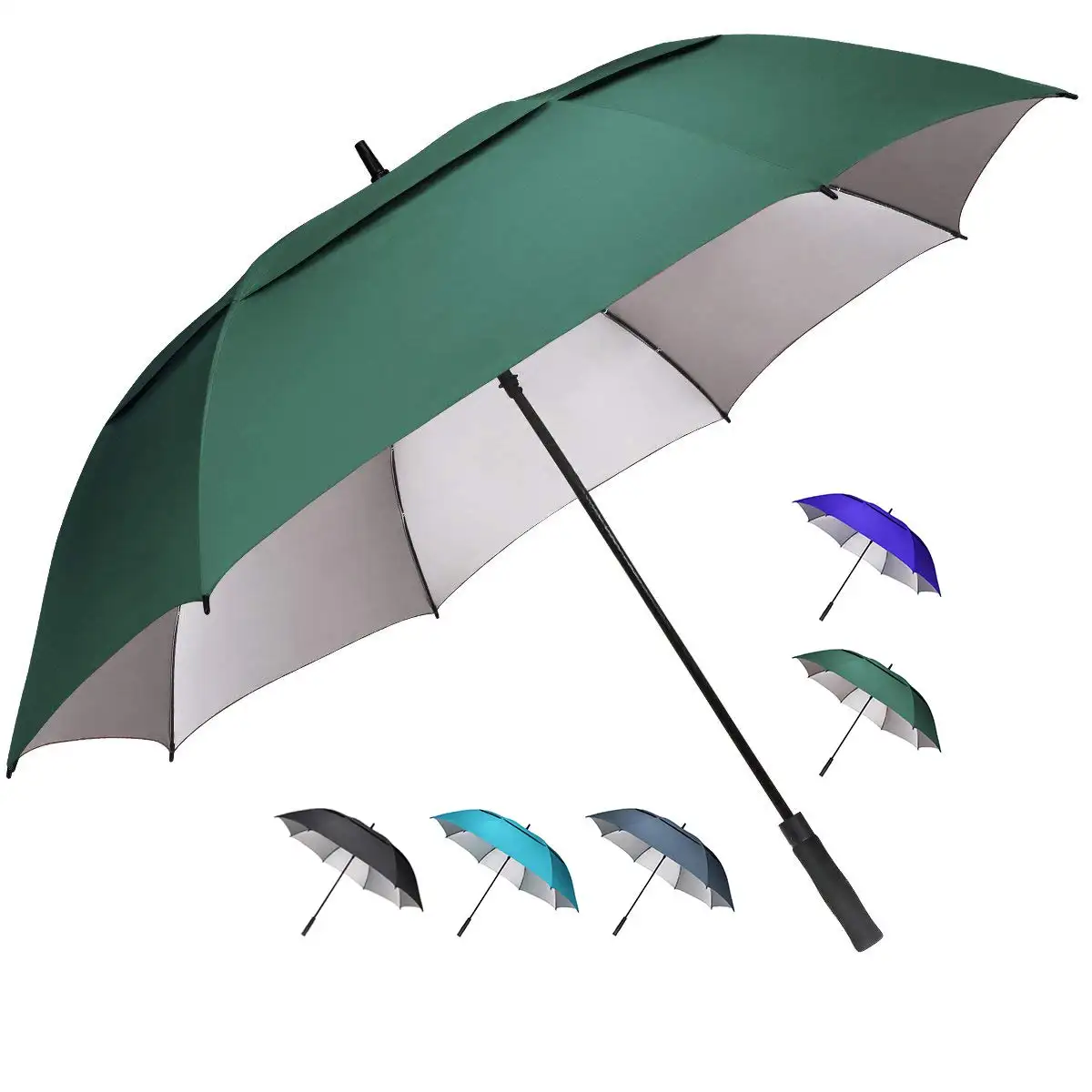 2024 hot sale golf umbrella custom logo wood handle cobra 150cm golf umbrella green uv rays golf umbrella with vent