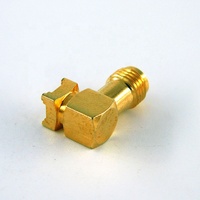 Connecteur coaxial RF coudé à angle droit SMA femelle doré pour montage sur circuit imprimé, 4 pieds, audio-vidéo, 50 Ohm, DC-12,4 GHz