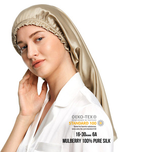 Échantillon gratuit Logo personnalisé Extra Long 100% <span class=keywords><strong>soie</strong></span> <span class=keywords><strong>de</strong></span> mûrier Bonnets bandeau réglable Long grand Satin <span class=keywords><strong>soie</strong></span> <span class=keywords><strong>Bonnet</strong></span> <span class=keywords><strong>nuit</strong></span> casquettes <span class=keywords><strong>de</strong></span> sommeil - Product Image 3
