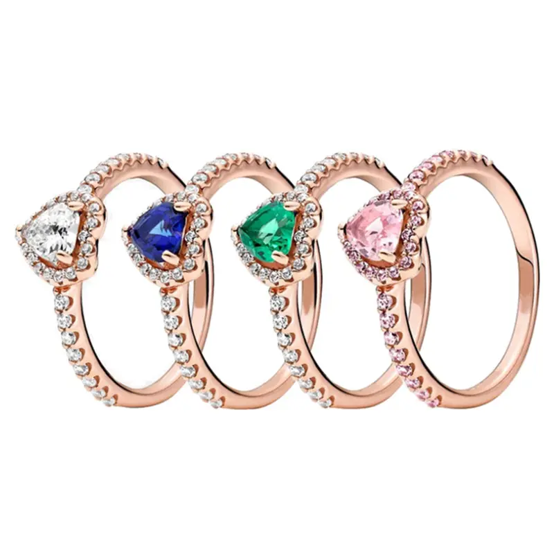 2022 New Hot Selling Fashion 925 Sterling Silver Love Noble Heart Women's Ring Perfect Christmas Gift 18K rose gold rings gift