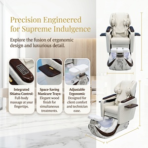 Chaise de spa de luxe pour pédicure avec massage shiatsu, bassin de hydrothérapie LED et station de manucure pliable - Product Image 2