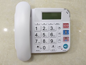 هاتف بسلك متعدد الوظائف هاتف بزر كبير مع وظيفة SOS ومكبر صوت عالي وزر تعزيز كمكبر صوت - Product Image 5