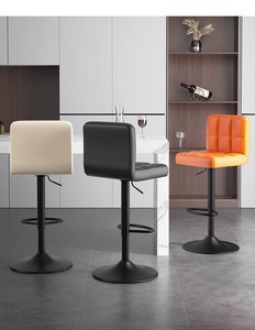 Wholesale Modern Tufted Upholstery Dining Room Kitchen <strong>Stools</strong> <strong>bar</strong> Chairs <strong>bar</strong> Chair Leather <strong>Black</strong> <strong>bar</strong> <strong>Stool</strong> with Square Back - Product Image 2
