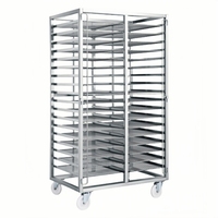 Kommerzielle Qualität Full Size Sheet Pan Bun Rack Alle Edelstahl Bäckerei Rack Caster Wheels Holz Handwagen Trolleys für Hotels