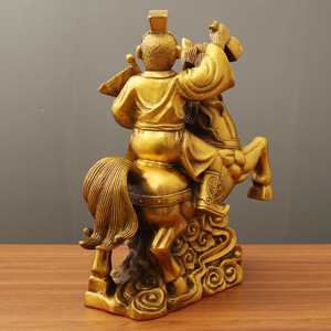 งานประติมากรรมทองเหลืองแบบดั้งเดิมตามหลักฮวงจุ้ย - งานแกะสลักศิลปะตามสั่ง ของตกแต่งบ้านและสำนักงาน ของขวัญงานฝีมือสำหรับห้องนั่งเล่น - Product Image 4