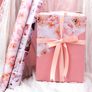 Factory Wholesale Birthday Volantine's Day Double-sided Luxury <b>Paper</b> Roll 43cm X 3m <b>Wrapping</b> <b>Paper</b> for Packaging - Product Image 2