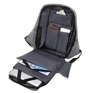 Custom Logo Business Laptop <b>Backpack</b> Oxford Polyester Waterproof USB Charging Anti-Theft Recycled Zipper Closure 20-39L - Product Image 3