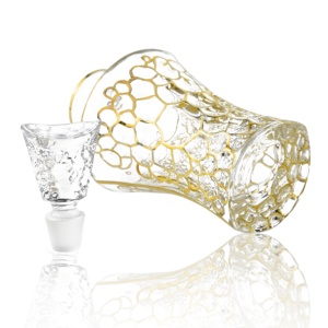 <span class=keywords><strong>Carafe</strong></span> à <span class=keywords><strong>whisky</strong></span> N38 en verre <span class=keywords><strong>cristal</strong></span> craquelé, faite à la main, avec bouchon élégant et finition dorée, en forme de sablier - Product Image 5