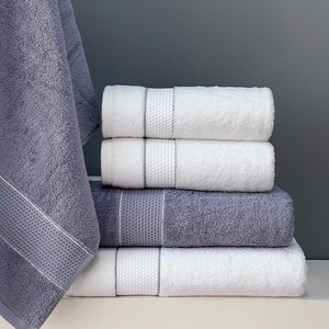 <b>Bath</b> <b>Towel</b> <b>Set</b> Cotton Solid Color 70x140cm 35x75cm Gift Use Honeycomb Satin <b>Towels</b> White And Gray - Product Image 1