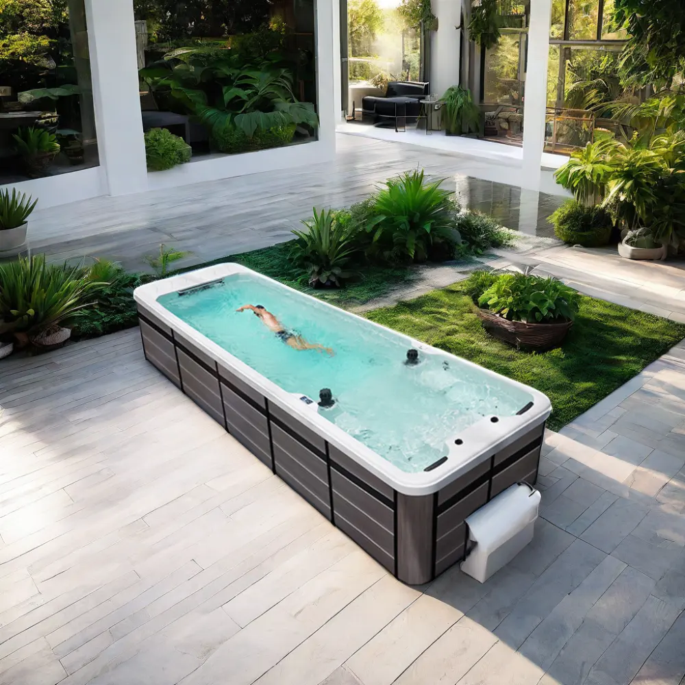 Moderno acrílico branco para piscina ao ar livre, spa, hidromassagem, dreno de fibra de vidro, massagem autônoma, instalação