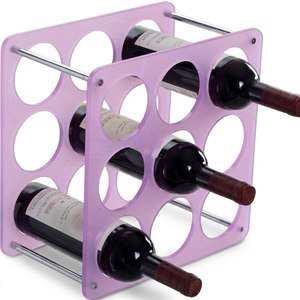 Modern Acrylic Wine <b>Rack</b> 9 Bottle Horizontal Freestanding Storage Display Cubby Shelf Light <b>Weight</b> Pre Assembled Plastic - Product Image 1
