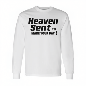 T-shirt à manches longues unisexe à col rond Heaven Sent To Make Your Day, vêtements promotionnels pour adultes - Product Image 3