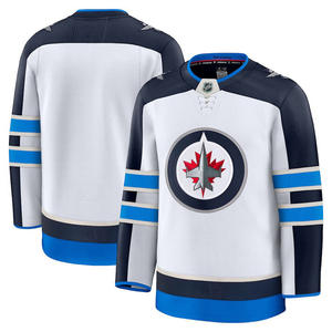 Maillot de hockey des Jets de Winnipeg pour homme, noir, à séchage rapide, col rond, uniforme d'entraînement et de match, personnalisation complète - Product Image 2