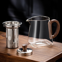 Ensemble de théière en verre alimentaire, théière en verre borosilicate de haute qualité avec filtre en acier inoxydable, couvercle en bois et poignée pour la cérémonie du thé à domicile