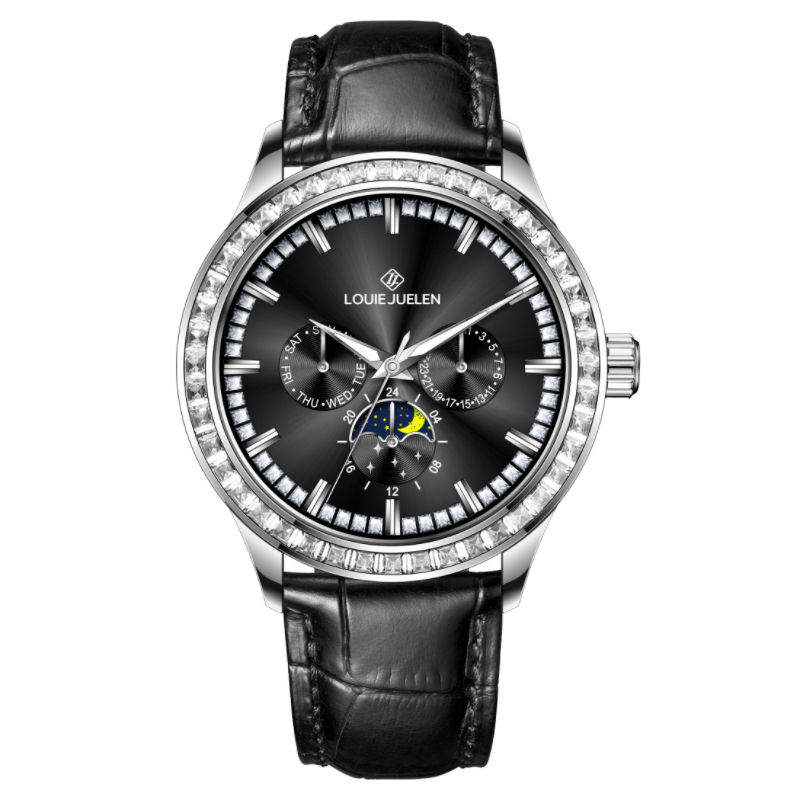 Silver case black dial