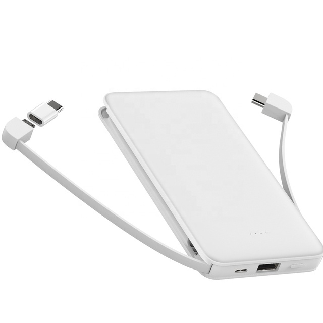 Electronics 10000mAh Built in Dual Cable Power Bank 4 in 1 Interface Fast Charger Mini Power Bank Mobile Accessories