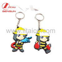 Porte-clés en PVC souple personnalisé, cadeau promotionnel OEM, porte-clés en caoutchouc 3D, porte-clés en PVC pour pompiers
