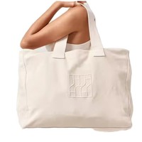 Bolsa de Compras Reutilizable de Algodón Orgánico Resistente, con Bloques de Color, Asa y Diseño Personalizado, Material de Lona