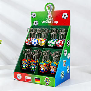 Ripiano personalizzato 2026 stile coppa del mondo di calcio scatola di esposizione in PVC portatile pieghevole appesa portachiavi giocattoli adesivo Stand - Product Image 2