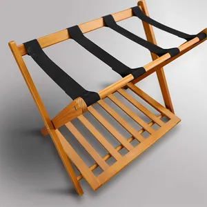 UG Eco Folding Baggage Luggage Rack Gold Strong Wooden Luggage Rack Low MOQ For Hotel