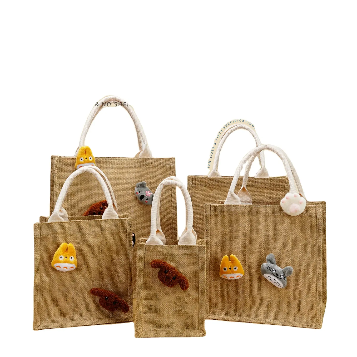 卸売再利用可能な綿のショッピングバッグOEM卸売天然ジュートバッグ黄麻布ジュートトートバッグ