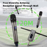 Système de microphone sans fil portable Gooermi MW-A4, ensemble de micros UHF 4 canaux avec écran LCD pour karaoké, fête, église, réunion