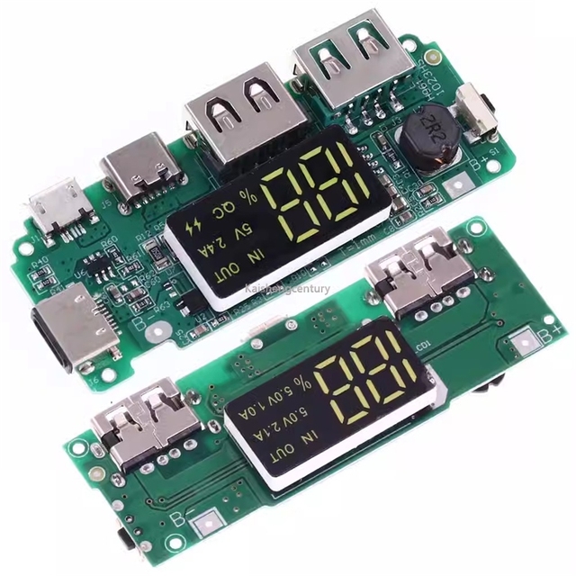 LED Dual USB 5V 2.4A Micro/Type-C USB Mobile Power Bank 18650 Charging Module Lithium Battery Charger Board Circuit Protection