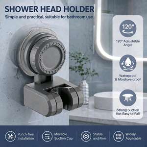 Support <span class=keywords><strong>de</strong></span> <span class=keywords><strong>douche</strong></span> mural à ventouse électroplaqué <span class=keywords><strong>sans</strong></span> perçage, installation facile, design moderne, fonction mobile - Product Image 1