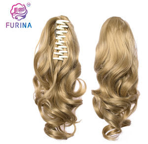 Extensions capillaires synthétiques blondes ondulées — noble, 613 #, <span class=keywords><strong>postiche</strong></span> longue, <span class=keywords><strong>queue</strong></span> <span class=keywords><strong>de</strong></span> <span class=keywords><strong>cheval</strong></span> avec clip, perruque ombrée - Product Image 2