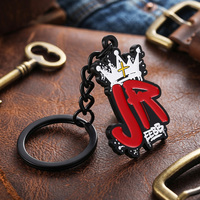 Porte-clés en métal personnalisé en gros, avec couronne émaillée, logo personnalisable, en alliage de zinc plaqué noir, design de créateur