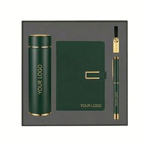 Luxury Business Onboarding Souvenir Set 2026 - Leather Notebook Thermal Tumbler & <b>USB</b> <b>Flash</b> <b>Drive</b> Corporate Branding Gift Box - Product Image 1