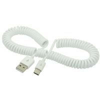 Câble USB à ressort 2.4A, câble de données rétractable à charge rapide, adaptateur de cordon de chargeur de type C, tresse de veste en PVC pour appareil photo