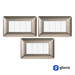 Ensemble de prises de table Gloca, 3 pièces, plastique, 4 prises, finition titane, usage résidentiel - Product Image 2