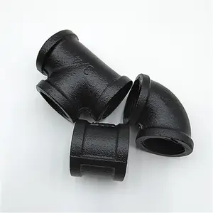 black coated handicraft pipe elbow malleable cast iron pipe fittings 90 degree equal female threaded elbow
