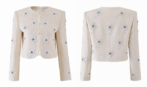 冬用ブレザーとコートA8133ファッショナブルなスタイル女性用ジャケット白黒ビーズレディース - Product Image 5