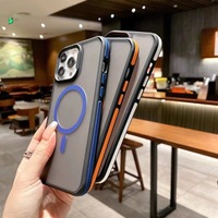 Étui de téléphone de luxe en patchwork coloré pour iPhone 15 14 13 12 16 17 Pro Max Plus, antidérapant, givré, translucide, magnétique