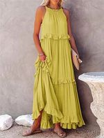 Femmes élégant bureau dame vent Lotus feuille bord été 2025 longue robe avec grande balançoire plage jupe nouveau Style de vacances