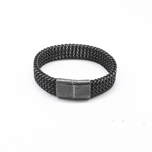Yunnique – Bracelet à fermoir magnétique en acier titane noir, design géométrique, bijoux unisexes à la mode, cadeau - Product Image 1
