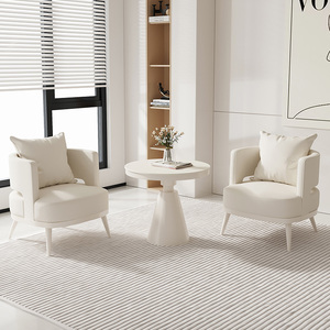 طاولة مفاوضات بيضاء نقية على شكل كريم للاستقبال ، مجموعة كراسي بسيطة للمنازل والفنادق ، مبيعات الاجتماعات والمكاتب ، طاولة صغيرة للقطط - Product Image 2