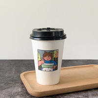 Gobelet à café jetable, gobelet en papier pour thé au lait, épaissi avec couvercle, gobelet à boisson chaude à emporter, pour usage commercial