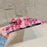 Étui pour tablette en peluche douce à oreilles longues de lapin 3D mignon, motif léopard, avec emplacement pour stylo, pour iPad 10 2022, housse en fourrure de lapin pour iPad 11 A16 2025