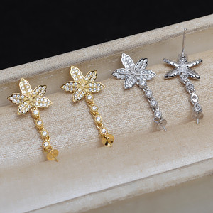 Ensemble de pendentif en forme de fleur en argent S925, anneau de tête et boucles d'oreilles, accessoires de bijoux DIY pour femmes avec plateau vide, tendance 1383 - Product Image 1