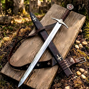 Épée Katana de samouraï fonctionnelle en acier à haute teneur en carbone, prête au combat, forgée à la main, épée large de chevalier médiéval, sabre de combat - Product Image 1