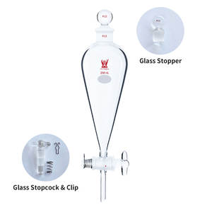 Entonnoir <span class=keywords><strong>de</strong></span> séparation en verre borosilicate en forme <span class=keywords><strong>de</strong></span> poire résistant aux acides, personnalisé par CS Labglass, avec bouchon en verre pour fournitures <span class=keywords><strong>de</strong></span> laboratoire - Product Image 3