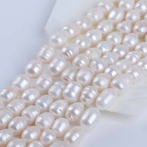 Promotion de perles de culture d'eau douce naturelles blanches filetées, 10-11 mm, en forme de mètre, perles en vrac pour accessoires de collier DIY, Zhuji - Product Image 2