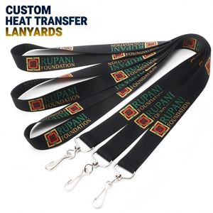 Cordon de cou promotionnel en polyester avec logo personnalisé par transfert thermique et crochet en J pivotant pour cadeaux d'entreprise en gros - Product Image 1